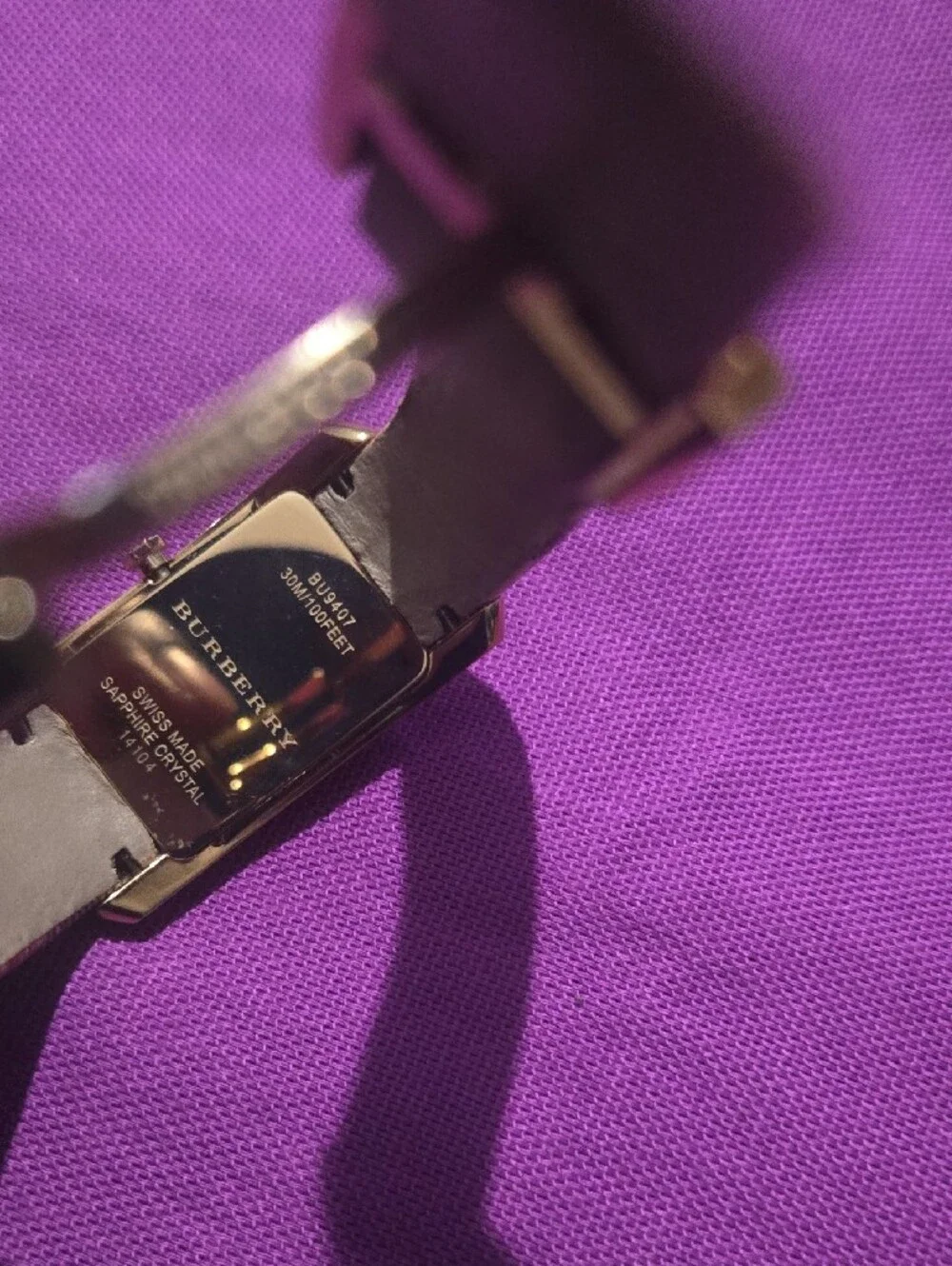 Burberry Beige/Pink Leather Strap Rectangular Silver Dial Watch